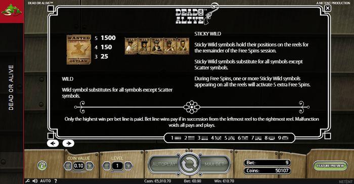 Wild symbols in Dead or Alive slot from NetEnt